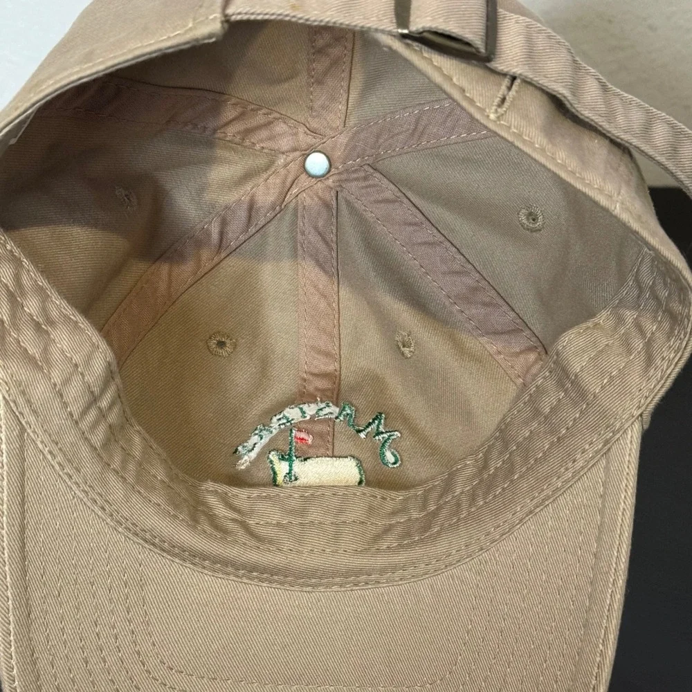 American Needle Masters 2018 Golf Tournament Hat Tan Khaki Cotton Adjustable Cap